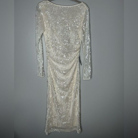 WAYF Kieran Sequin Cowl Back Long sleeve Cocktail Dress NWT - Picture 4 of 5
